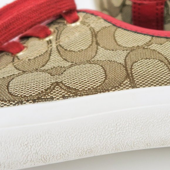 Coach Empire Outline Canvas Sneakers - Tan & Red - Picture 10 of 13